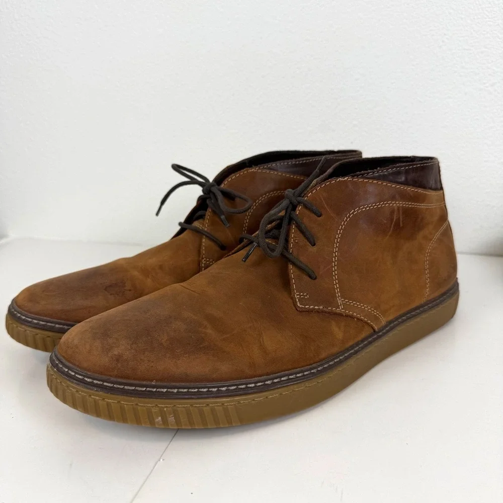 Johnston & Murphy Mens Tan Sheepskin Leather Chukka Boots Brown 13M